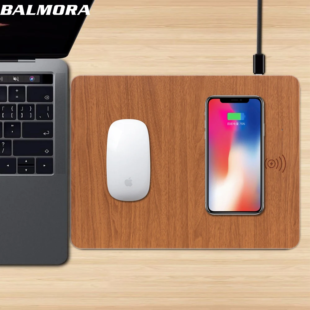 BALMORA QI дорожное Беспроводное зарядное устройство коврик для мыши iPhone X 8 8P USB