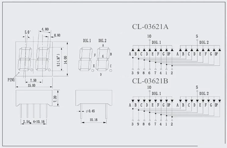 5 шт. 1/2/3/4 бит 0,3" 0.36in. Красный/зеленый/синий/белый светодиодный Дисплей в динамическом состоянии 7 сегмент Дисплей положительный цифровая трубка