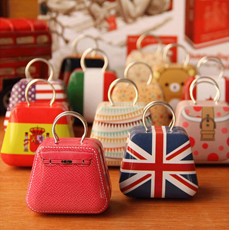 

free shipping S size MINI handbag tin box , tin case , L3.5*W5*H3.5(cm), 80 pcs/lot ,