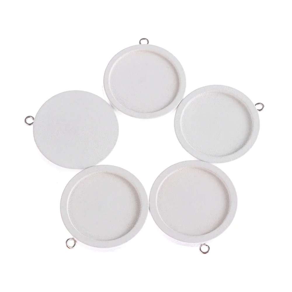 3-White(25mm) 10 шт. полимерная полая рамка деревянное круглое ожерелье Нижний Кронштейн основа уход рамка кулон гнездовая оправа Кабошон DIY ремесло - Цвет: 3-White(25mm)