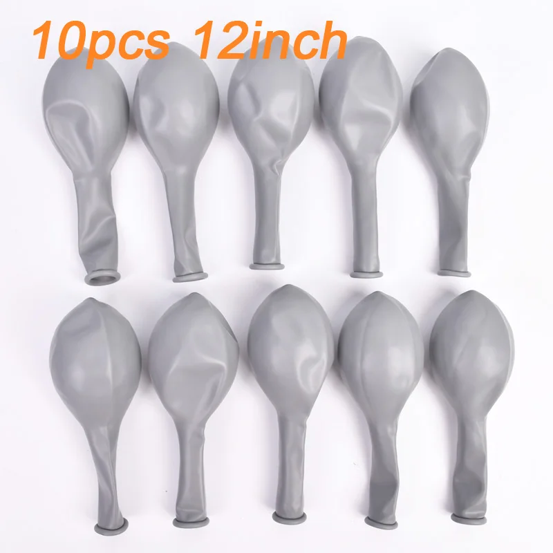 10pcs 12inch Латекс серый воздушных шаров 5/12/18 дюймов мини/большой круглый гелий первый День рождения свадебное воздушный шар украшение арки - Цвет: 10pcs 12inch