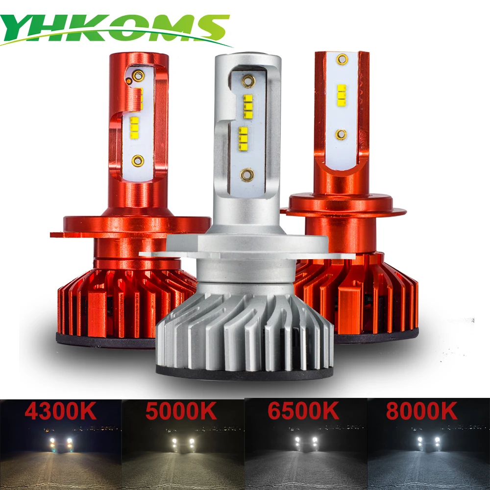 YHKOMS Mini H4 luces H7 LED Canbus H1 H11 H8 H9 9005 HB3 9006 HB4 Hi/Lo Автомобильные фары 4300K 5000K 6500K 8000K