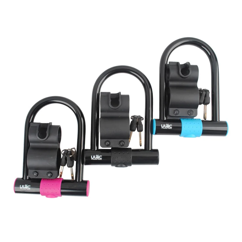 

ULAC Bike U Lock Anti Theft Lock Bicycle Motorcycle Gates Fences SafetyLock 2 Keys Lock Holder Bicycle Accessories Parts AU-6