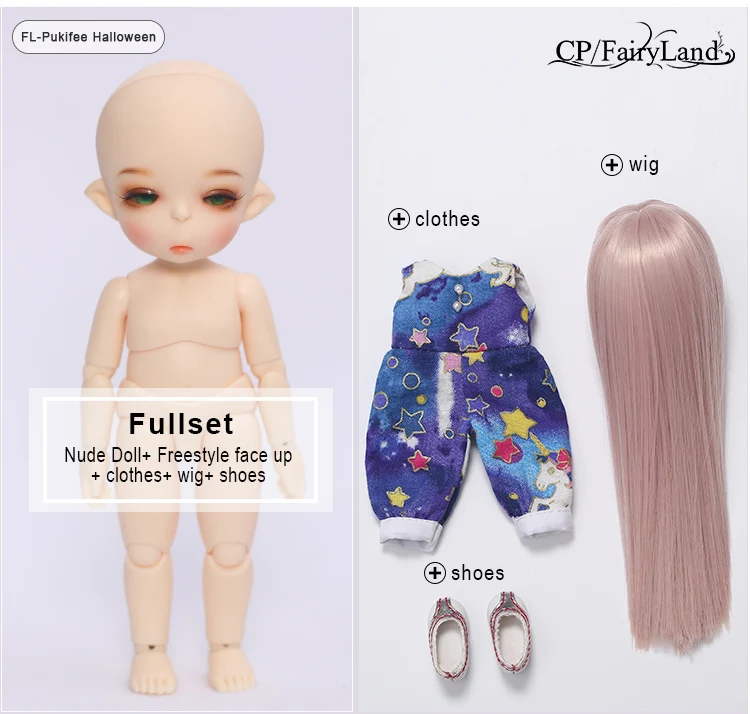 Full set in NS aspic Fairyland FL Pukifee Хэллоуин 1/8 bjd модель тела для маленьких девочек и мальчиков куклы глаза высокое качество игрушки магазин смолы - Цвет: Full set in NS aspic