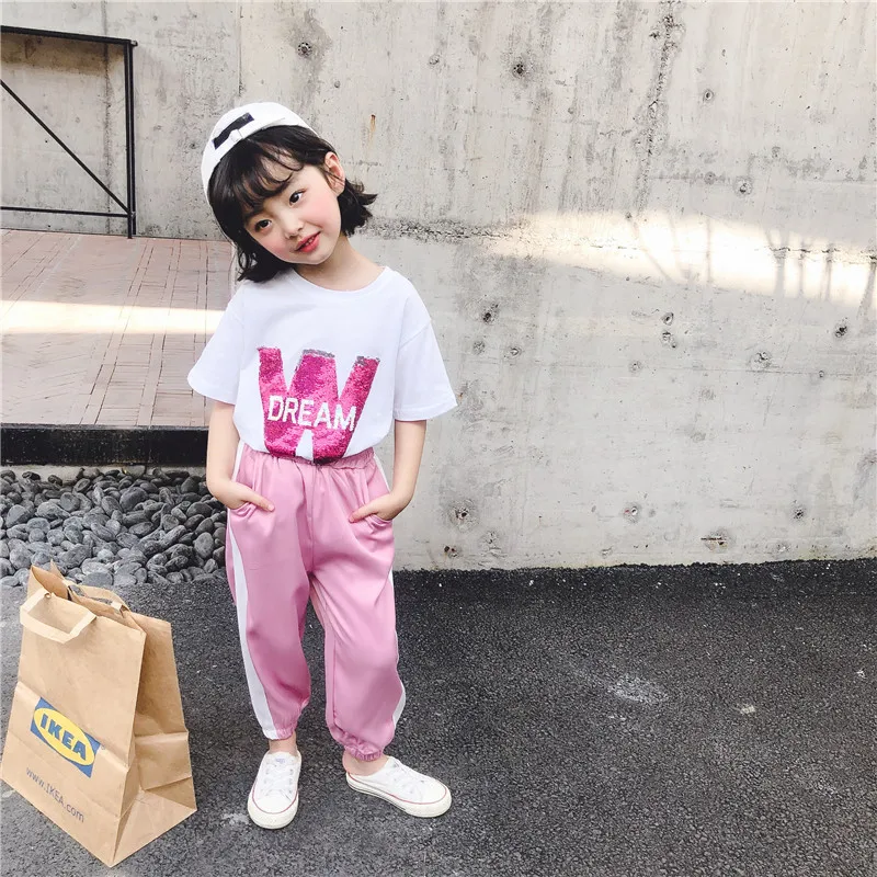 2019 г. Новое поступление летних комплектов одежды футболка с короткими рукавами