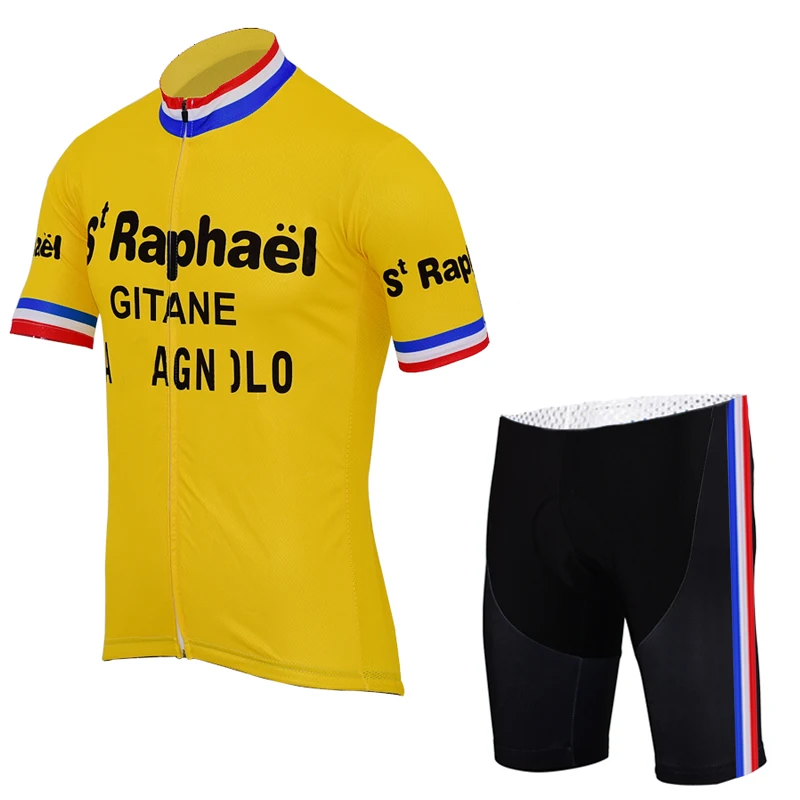 NEW Men's Yellow shirt cycling jersey set short sleeves France Cycling clothing Retro bike wear ropa ciclismo gel pad | Спорт и