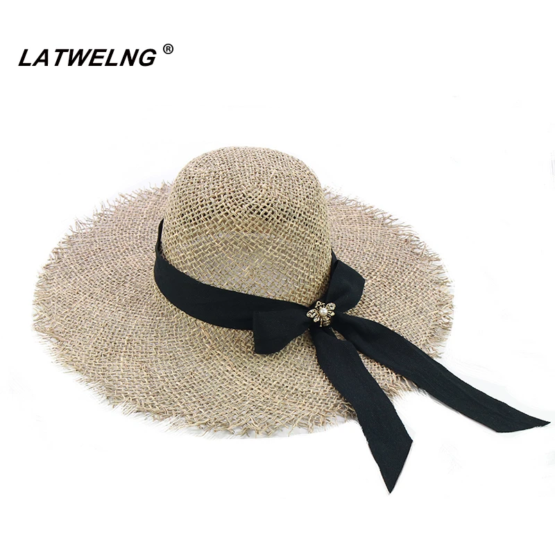 2020 новые женские летние шляпы с большим бантом для женщин Полые дышащие пляжные