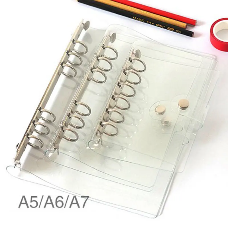 

A5/A6/A7 PVC Notebook Accessory Sheet Shell Office School Stationery Transparent Concise 6 Holes Binder Planner Cover