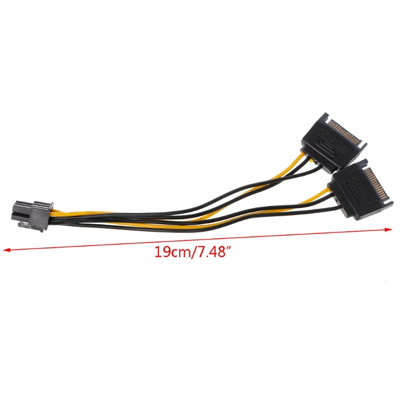 Двойной 15-контактный разъем SATA Power к 6-контактному PCI-E PCI Express Кабель-адаптер для