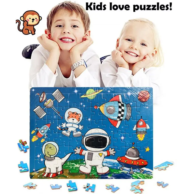 

Kids Puzzles Preschool Educational Learning Toys for Toddlers | Wooden Jigsaw Puzzles Toy Set of 4 Theme- Dinosaur, Animals