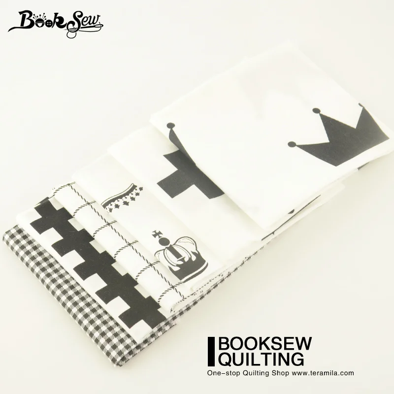 Booksew Cotton Fabric Fat Quarter Bundle 6PCS/Lot Sewing Patchwork Baby Pillow Bed Sheet Crown Checks Design Cloth Home Textile|fat quarter