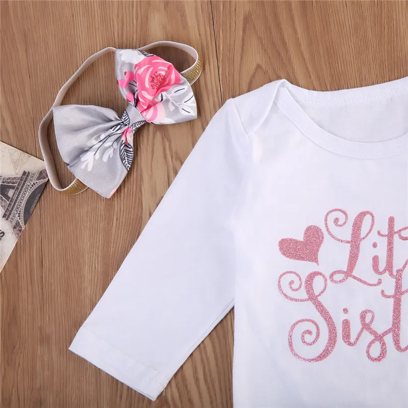 Pudcoco/комплекты одежды для маленьких девочек боди с длинными рукавами маленькой