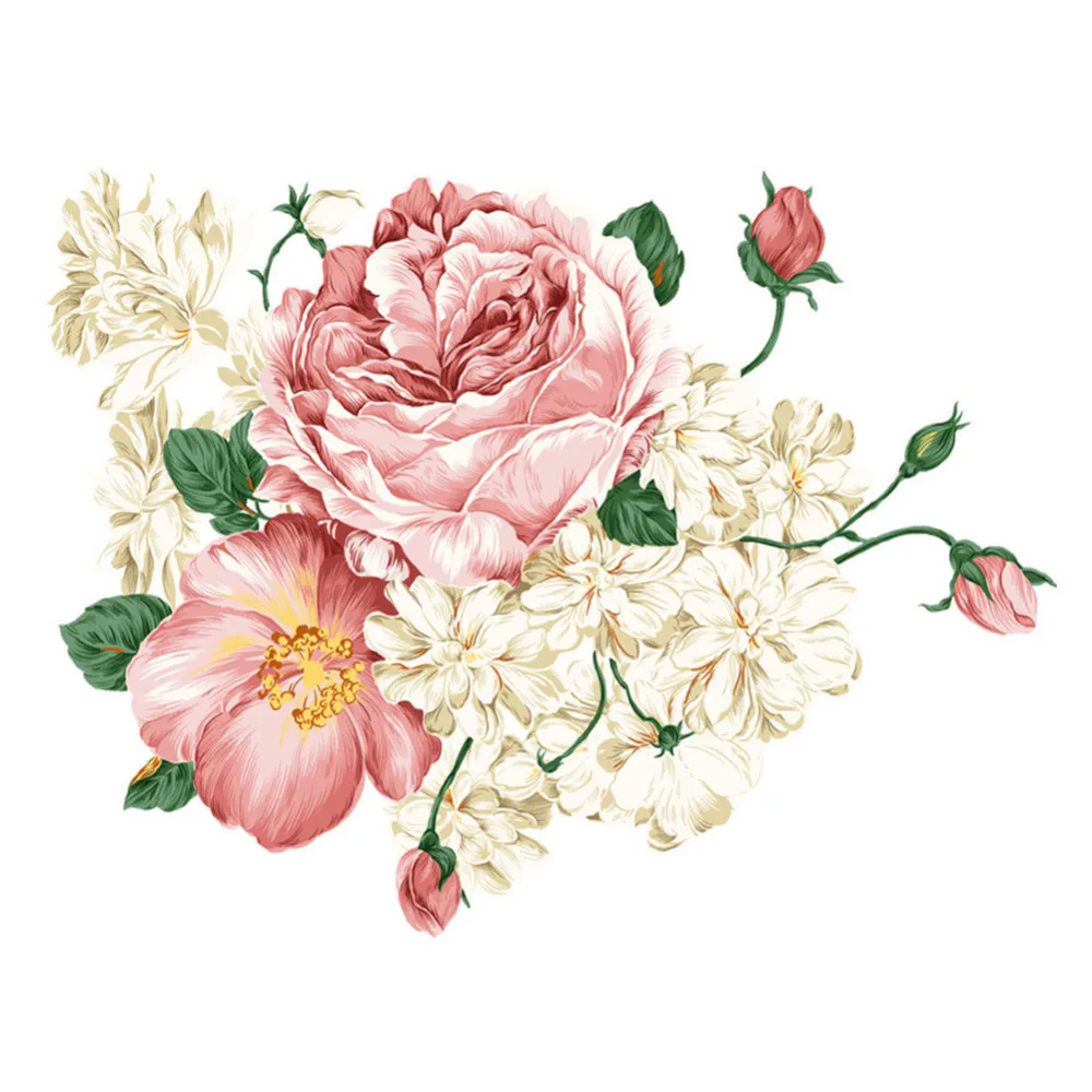 

Luxury Peony Flowers Wall Stickers Art Home Decor PVC Removable Vinyl Wall Decals for Kids Living Room Decorations