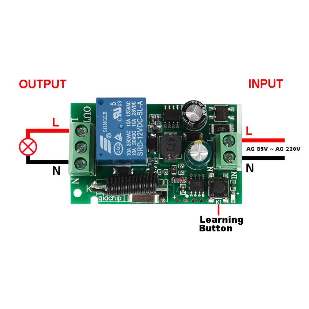 AC 110V 220V 1CH RF 433 Mhz Wireless Remote Control Switch Learning Code 1 Relay Lamp Light Controller 433.92Mhz superheterodyne |