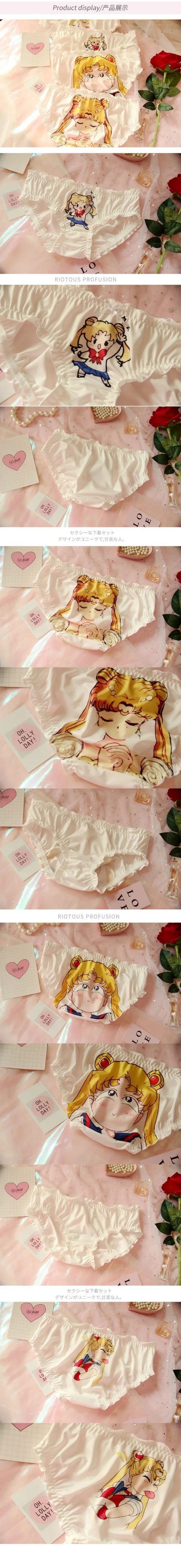Kawaii, женское нижнее белье, трусы. Милые Мультяшные, Сейлор Мун, дамские, девичьи, милые, Лолита, трусы, треугольные трусы, трусики