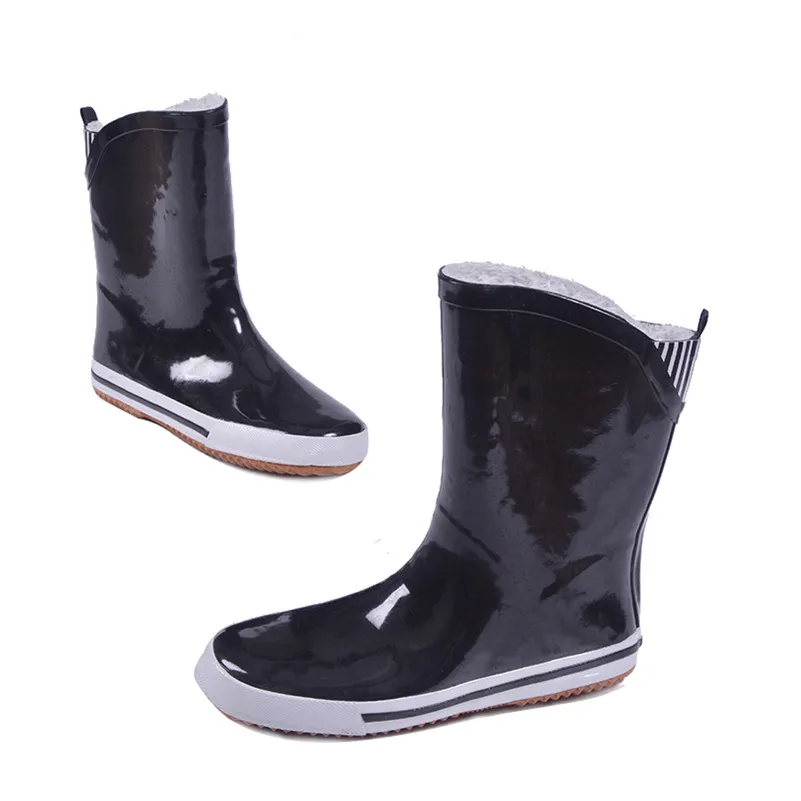 2017 Новый Теплый Дождь Сапоги для Женщин Дамы Середины икры Мода ПВХ Зимние