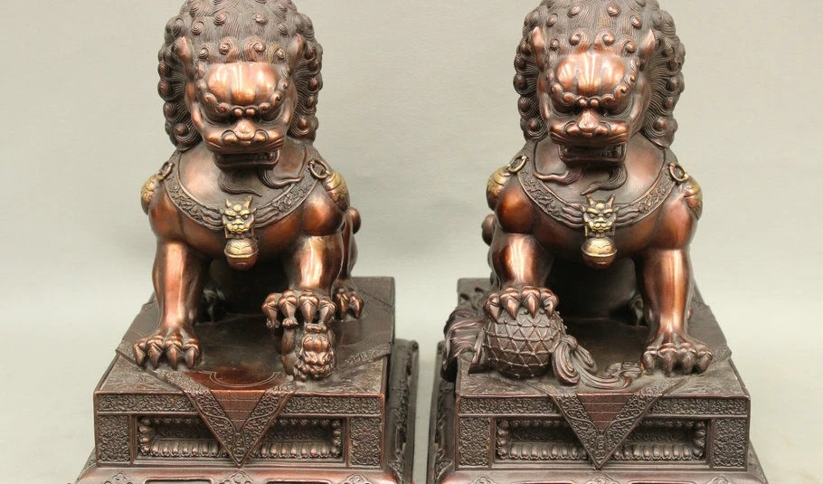 10 &quotFengShui китайская Бронзовый народный Лаки гарад собака фу дверь собаки Статуя