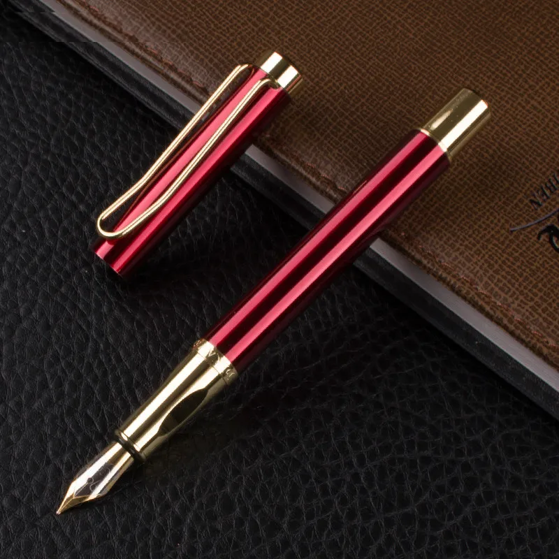 

DIKA WEN 8010 Red Gold Clip Business ink Pen Luxury gift Office school office supplies Gifts Writing Metal Fountain Pen