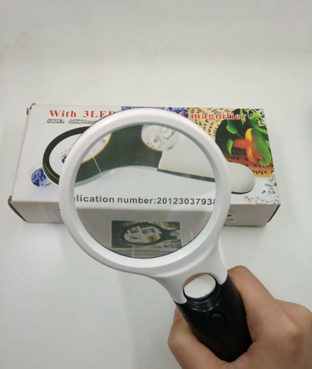 Увеличительное стекло с подсветкой BearMoo Лупа 3 LED 3X 45X ручная подсветка Ювелирная