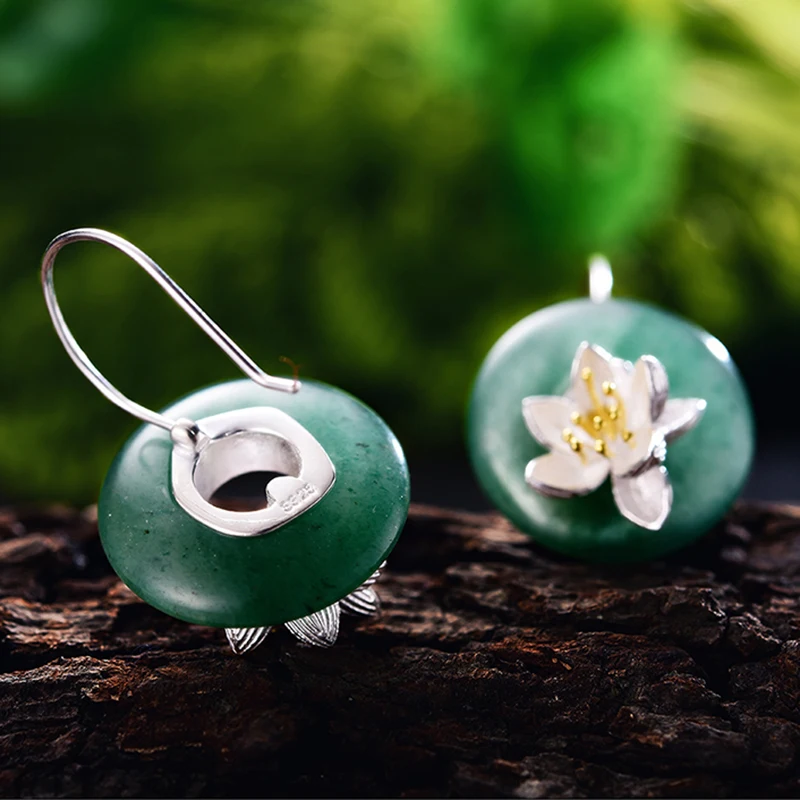 Lotus Fun Настоящее серебро 925 пробы натуральный камень креативное ювелирное изделие