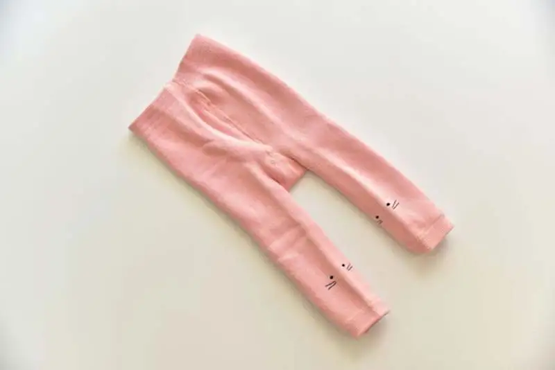 Pink Cat Детские вязаные штаны; хлопковые теплые леггинсы с высокой талией и рисунком для маленьких девочек; повседневные штаны-шаровары для новорожденных мальчиков; детские колготки; одежда - Цвет: Pink Cat