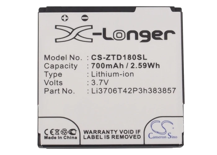 Батарея Cameron Sino700mAh Li3706T42P3h383857 для ZTE A34 A39 C300 C321 C332 C350 D180 D190 K66 Orange/T Mobile/Vodafone 246|battery for