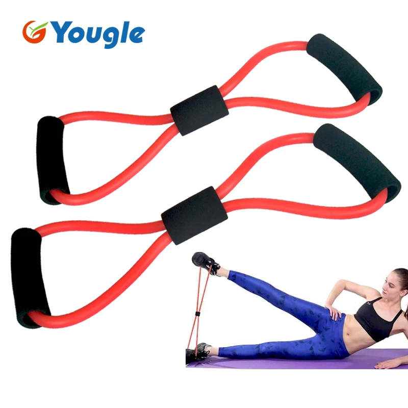 2 шт. 8-образный сопротивление контура группы tube for yoga фитнес пилатес тренировки упражнения фитнес-оборудование груди разработчик