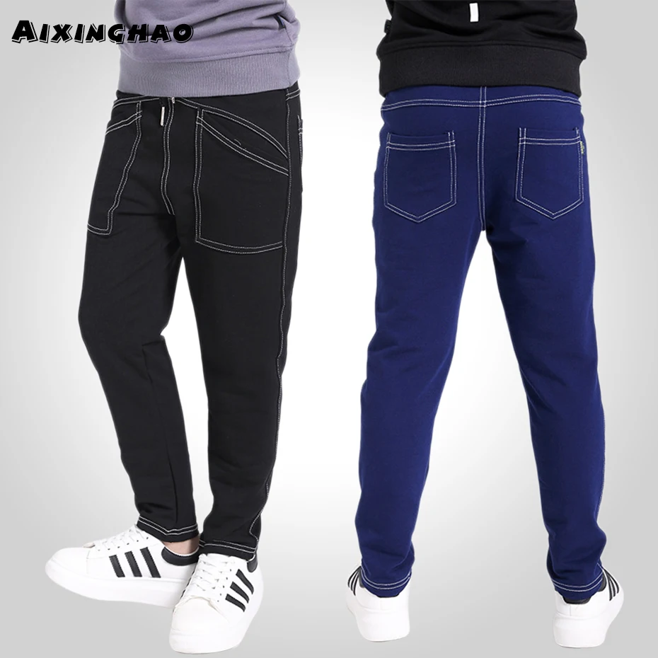 Aixinghao Boys Sport Pants 2018 Spring Regular Trousers Solid Teenage For 6 8 10 12 14 Year Clothes |