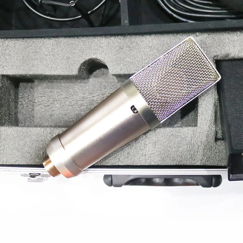 MK49 большой мембранный Студийный конденсаторный кардиоидный микрофон с записывающим устройством с коробкой ударные крепления фантомный кабель питания пена