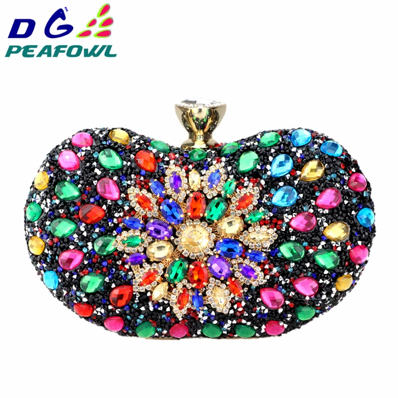 DG PEAFOWL 5 цветов с двумя боковыми роскошными кристаллами цветочный клатч Сумка