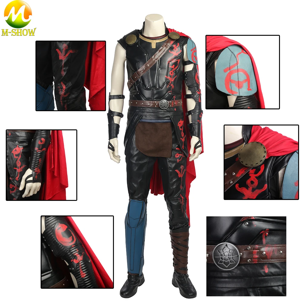 Thor Ragnarok Косплей Костюм Thor 3 Косплей Аксессуары Хэллоуин костюм для мужчин жилет Топ плащ леггинсы индивидуальный заказ