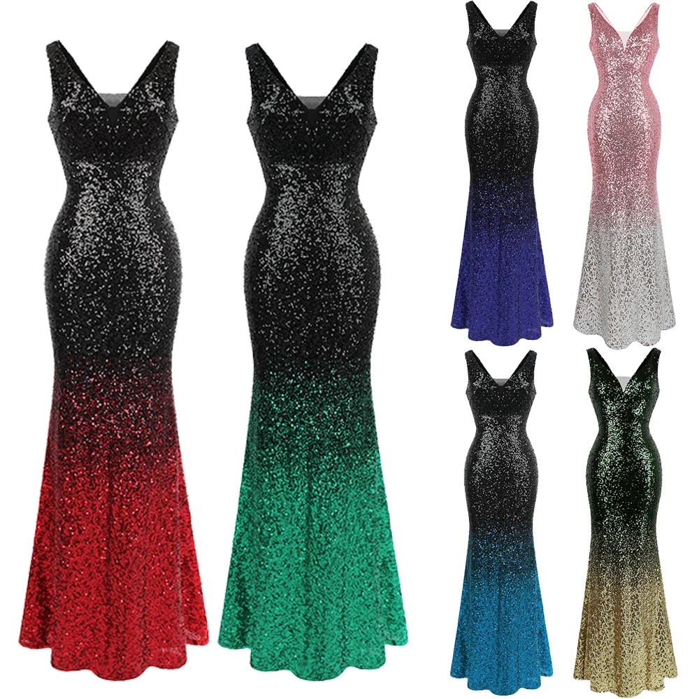 Женское платье с блестками Angel fashions вечерние платья контрастных цветов для