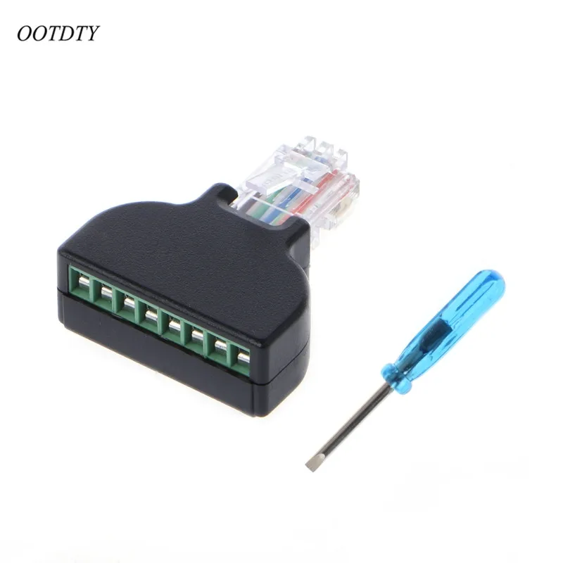 OOTDTY RJ45 Ethernet папа до 8 Pin AV Терминал винтовой адаптер Блок преобразователя