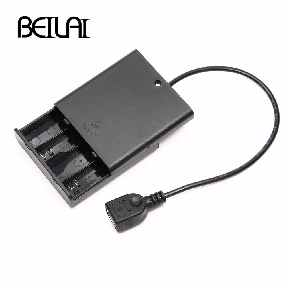 4 шт. Крышка батарейного отсека AA с переключателем и usb разъемом для USB 5 В