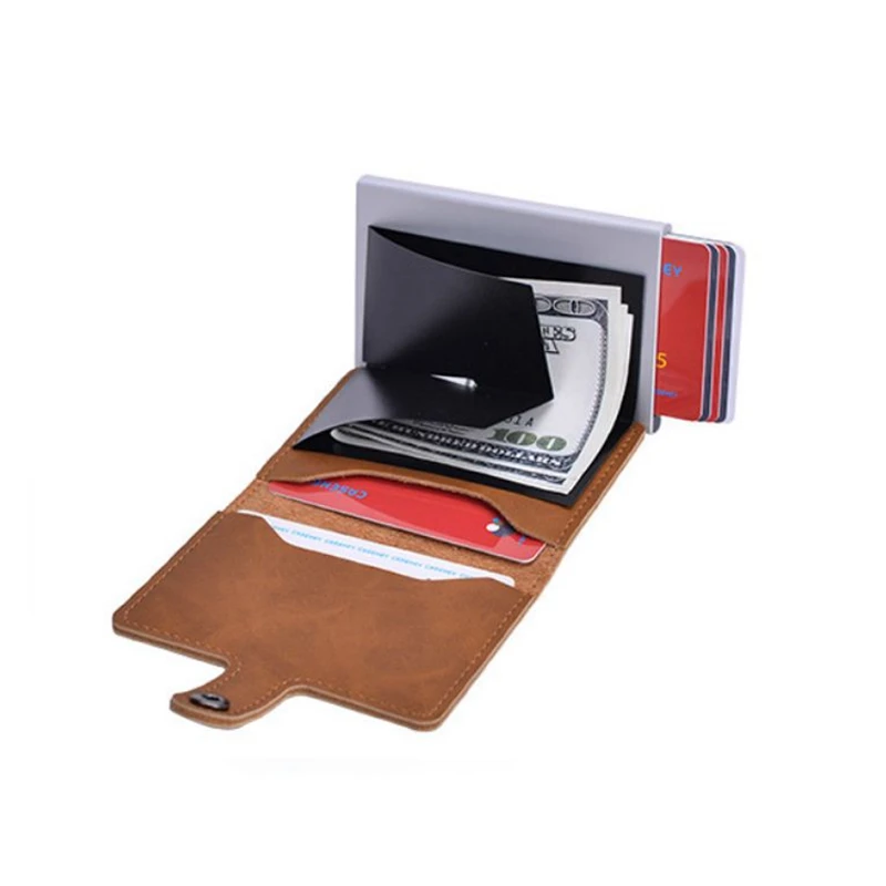 Боковой пуш ап кредитный держатель для карт s из искусственной кожи ID Анти Rfid