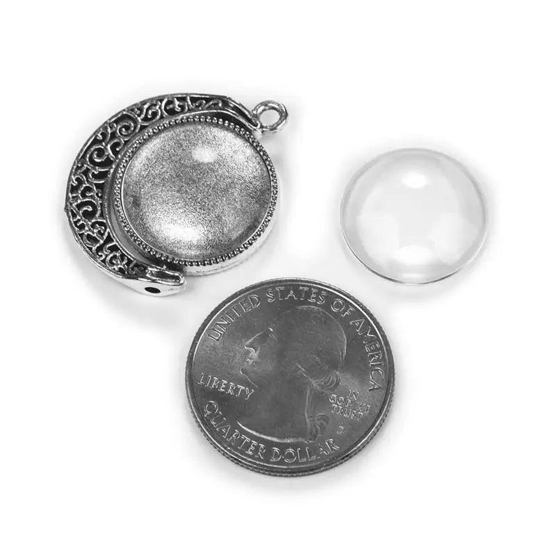 Antique Silver 15 шт., 18 мм, двухсторонний круглый кабошон, вращение Луны, камея, Базовая Настройка, подвески, ободок, поднос, изготовление ювелирных изделий, сделай сам - Цвет: Antique Silver