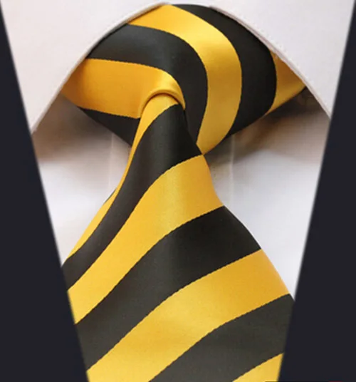 Новый традиционный галстук черного цвета с желтыми галстуки в полоску высокого