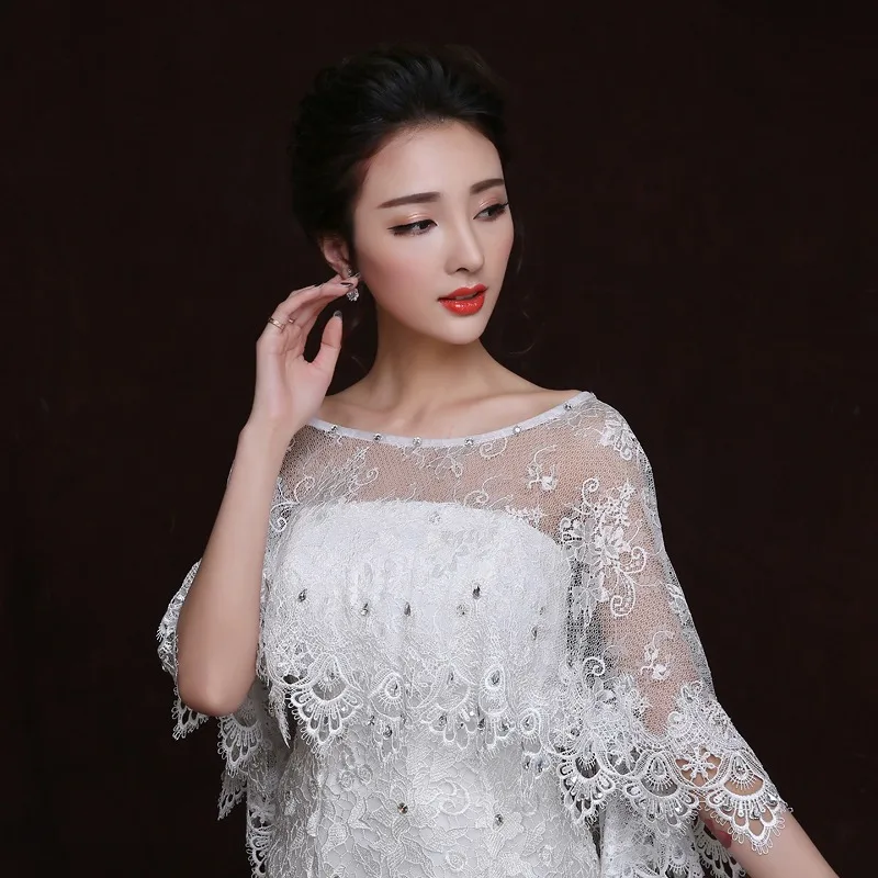 Новинка 2018 свадебная шаль Ladybeauty белая кружевная Роскошные Свадебные шали с