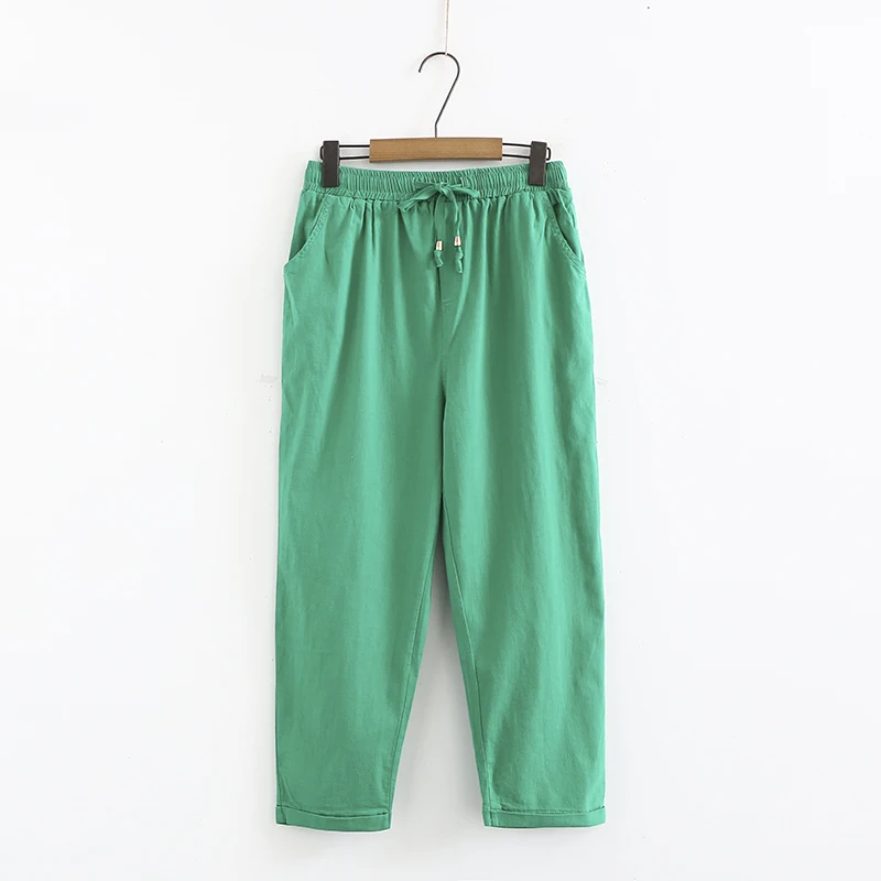 Новинка 2019 весенне-летние брюки из хлопка и льна повседневные свободные ярких