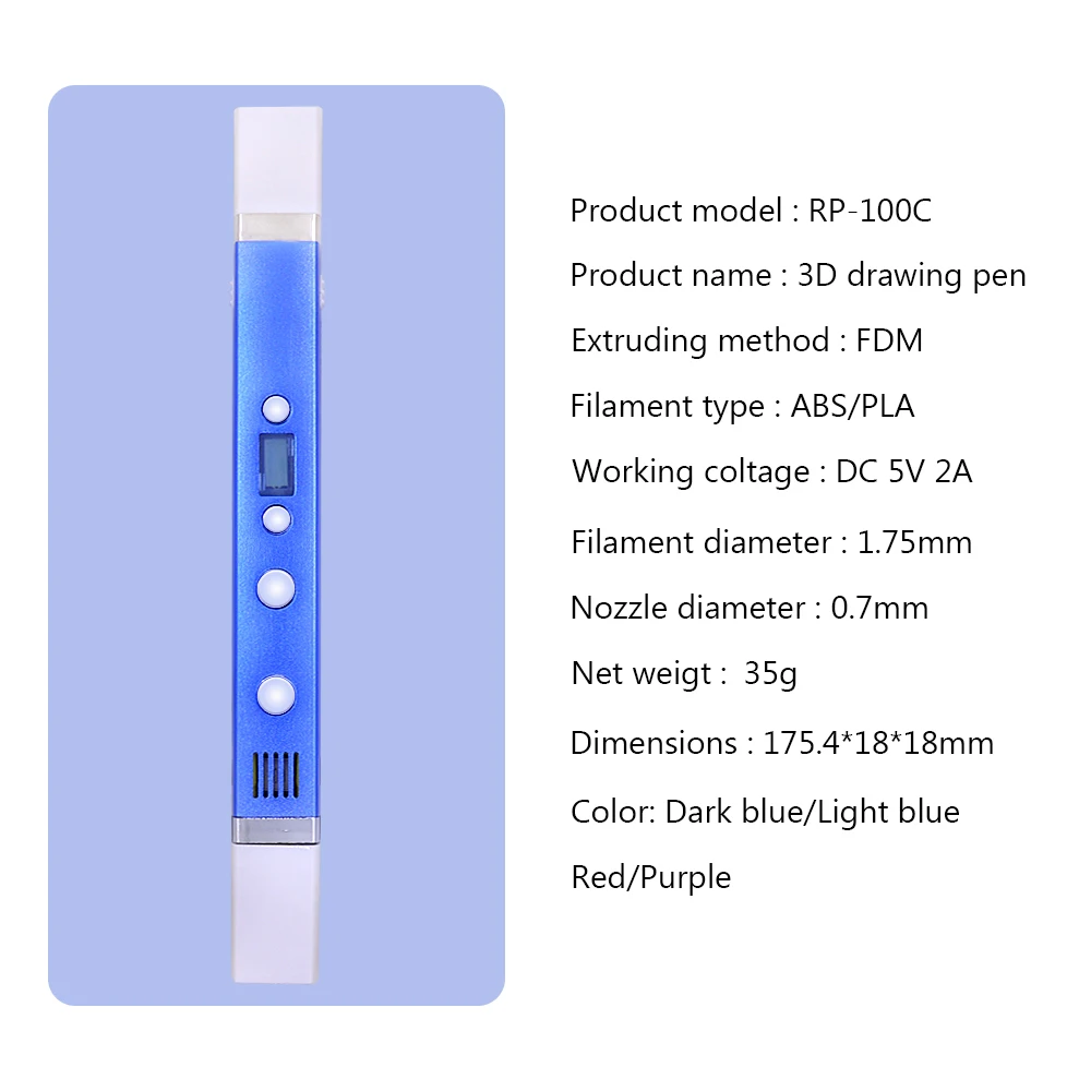Myriwell ABS/PLA 1 75 мм DIY 3D Ручка для рисования светодиодный экран USB зарядка печати 9 м