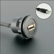 22 мм черная поверхность USB разъем/USB разъем(USB2.0 Женский A-MALE A с проводкой 60 см - Цвет: Черный