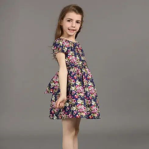 Girl Dress Summer 2019 Dresses Printing Girls 4-15 Years Short Sleeve Big Size Princess Teenagers Robe Enfant Fille | Детская одежда и
