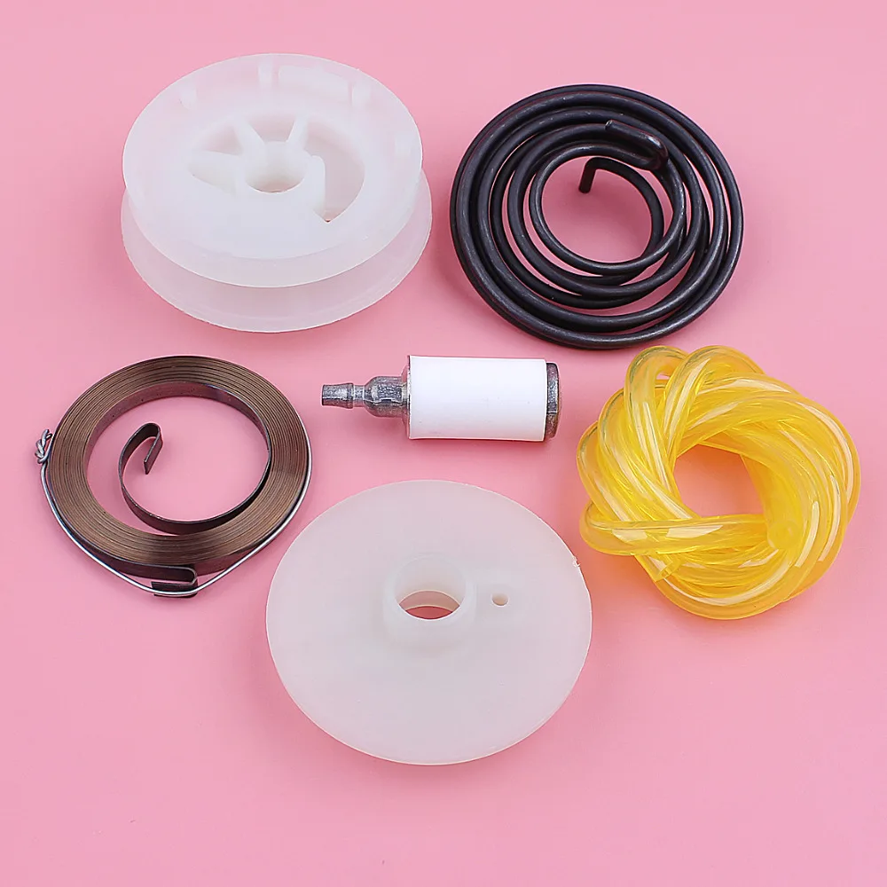 Recoil Starter Pulley Spring Fuel Filter Line Hose Kit For Husqvarna 128LD 128C 128CD 128R Grass Trimmer Brush Cutter Spare Part