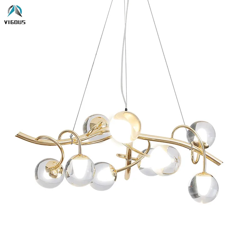 

Luxury Crystal Shades Plate Gold Branch Lustre Led Chandelier Post Modern Living Room Hanging Lamp Droplight Pendant Chandelier