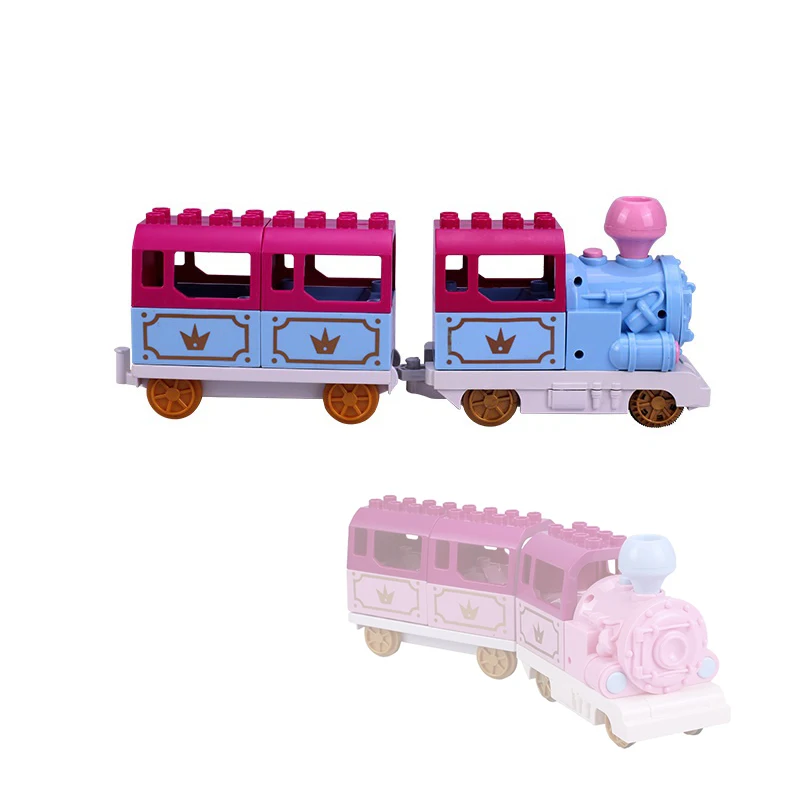 Blue train set Наборы дорожек для поезда, большие строительные блоки, аксессуары для транспортных средств, сборка железной дороги, Детские интерактивные игрушки, совместимые с Duplo, кирпичи - Цвет: Blue train set