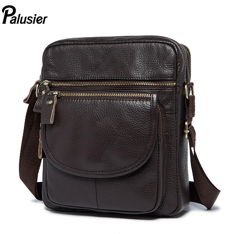 Натуральная кожа Мужская сумка через плечо из воловьей кожи мужская на молнии