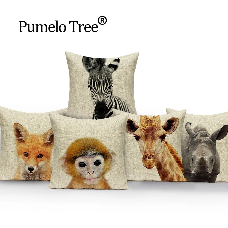 Деревянные декоративные подушки для диванов с изображением лесных животных