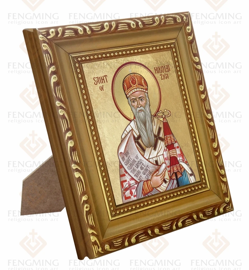 Высокое качество поставка для ортодоксальной церкви lcon of Saint Nikolay Zica деревянная