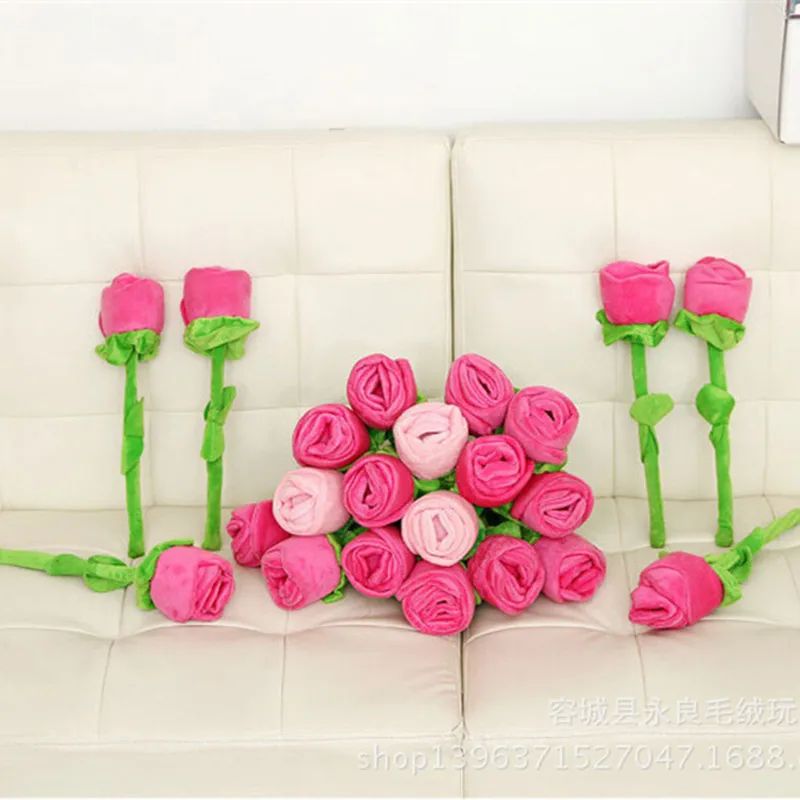 

10PCS/ Soft Bendable Stems Plush Roses Flowers - Artificial Floral Home Decoration Faux Fake Fabric Deractive Rose Flowers 30cm