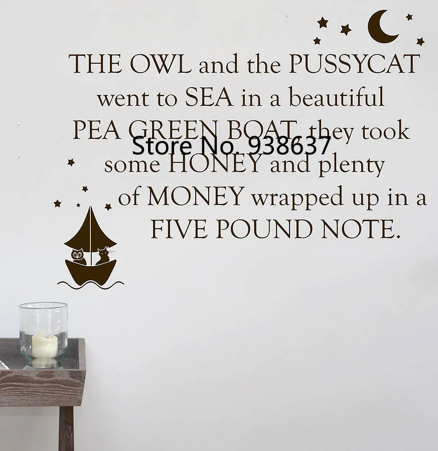 

Наклейка на стену с изображением совы и Pussycat, домашний декор, гостиная, виниловые наклейки на стену, съемные художественные наклейки, Стикер...